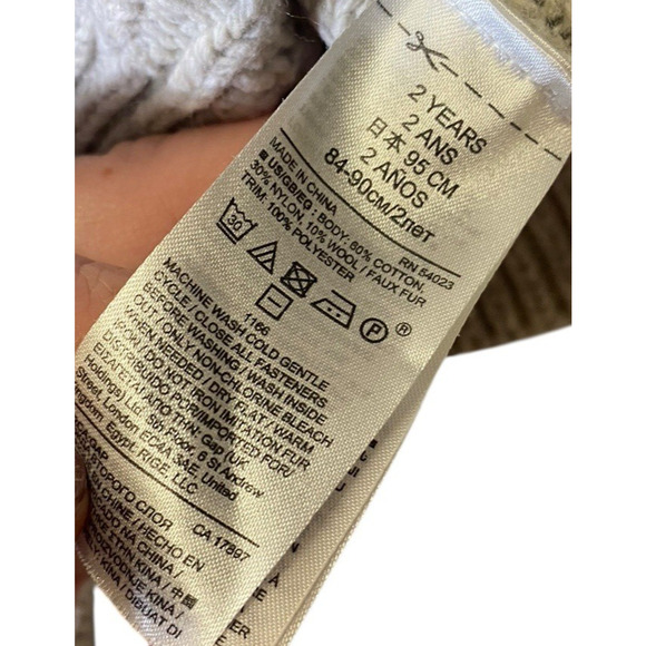 Baby Gap Sweater 2T 2 Years Cable Knit Fisherman Chunky Creamy White Wool Boys - Picture 6 of 9